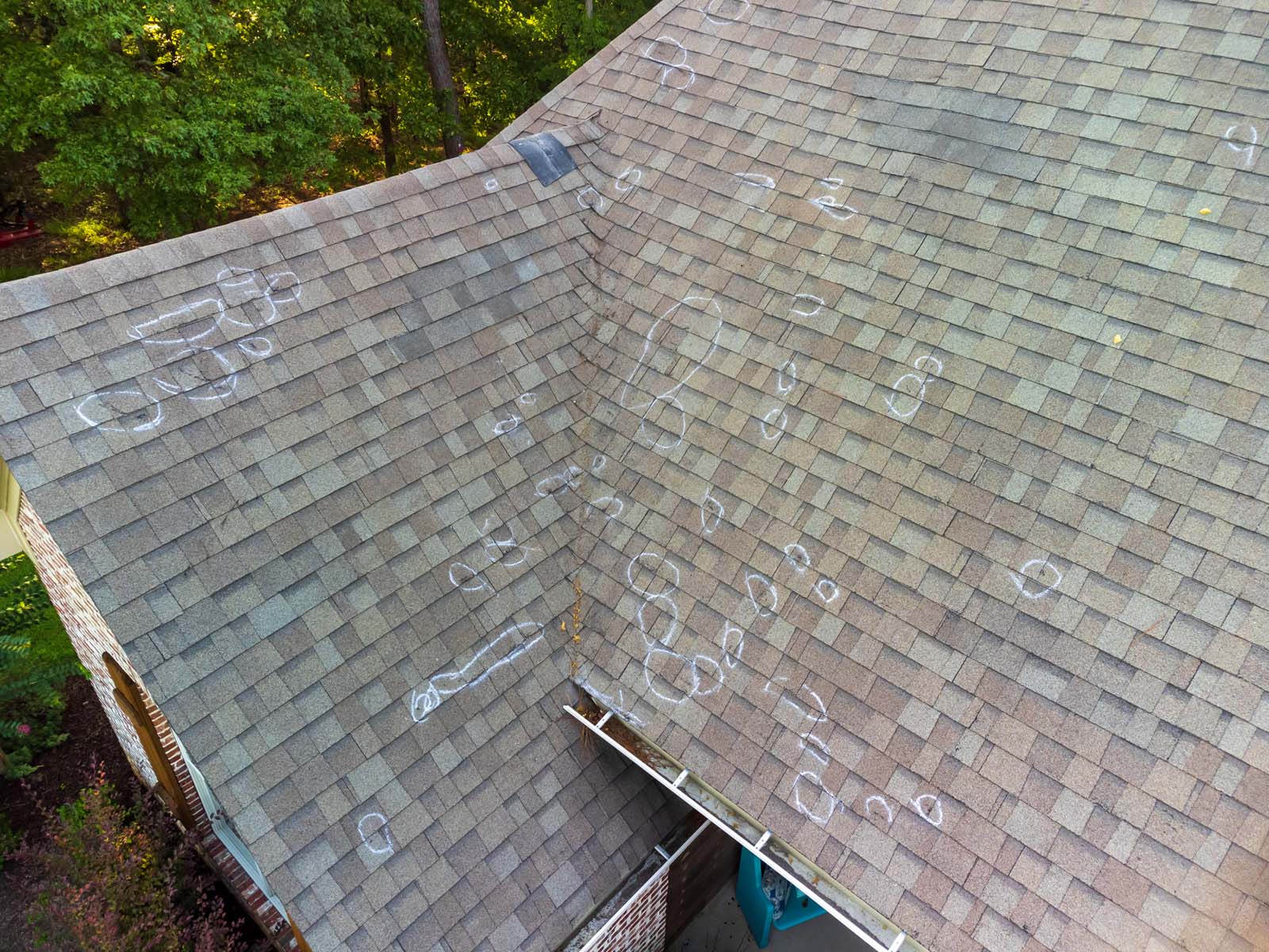 Roof with hail damage